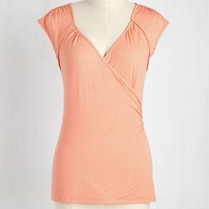 Modcloth Seemingly Sew Top in Peach Dots